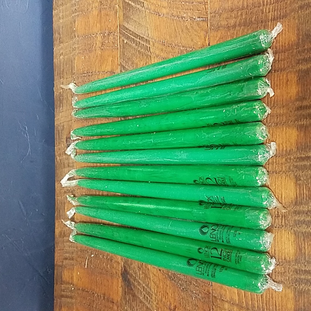 Set of 12 Lenox Green 12" Candles